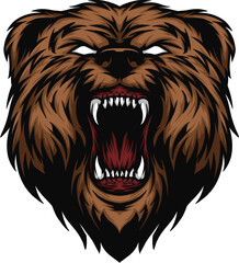 angry bear head in vector