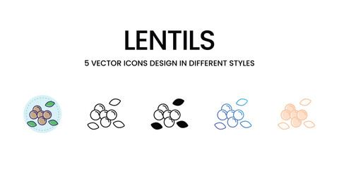 Lentils icons set vector illustration. vector stock