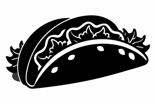 recommend clip art: Silhouette taco food black color, Tacos fast food silhouette vector line art illustration sketch style
                    
                    