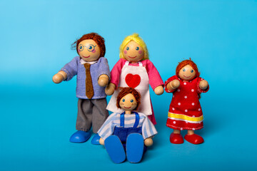 Wooden Family Portrait in blue background