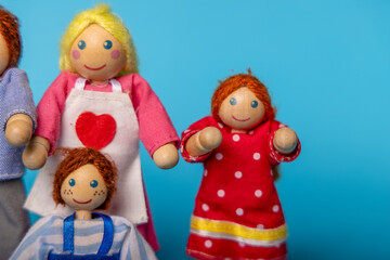 Toy Family on Blue background