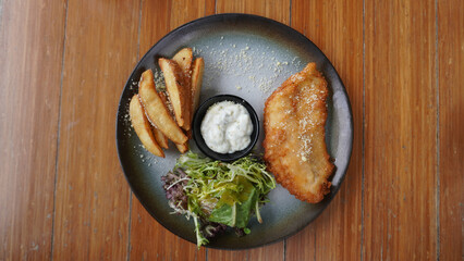 fried fish and chips on a plate