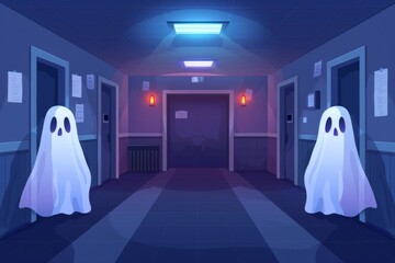 ghostly apparitions in haunted hallways.