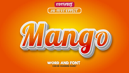 Mango fruit editable text effect with 3d style