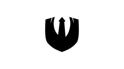 lawyer logo, suit like shield, black isolate silhouette 