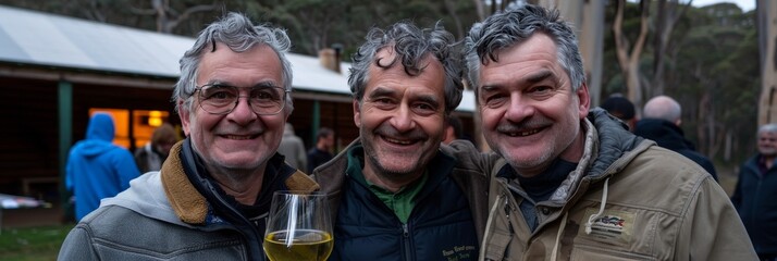 Fototapeta premium Group of men enjoying a delightful evening together while bonding over a barbecue night gathering