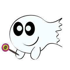 cute ghost holding a candy