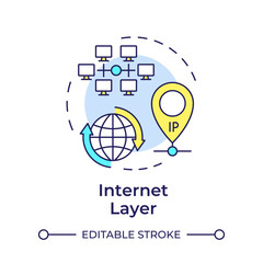 Internet layer multi color concept icon. TCP-IP. IP address. Internet protocol. Telecommunication. Round shape line illustration. Abstract idea. Graphic design. Easy to use in blog post