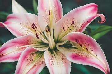 Oriental lily flower bokeh background, AI Generated