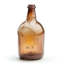 Empty Brown Glass Bottle with a Wide Base and a Rounded Shape