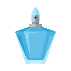 A bottle of perfume. A blue perfume bottle. A beautiful perfume bottle with a fresh scent. Vector illustration isolated on a white background for design and web.