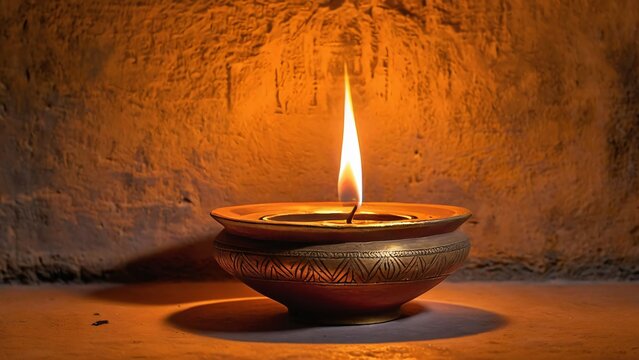 Anceint Indian Brass Lamp, candle