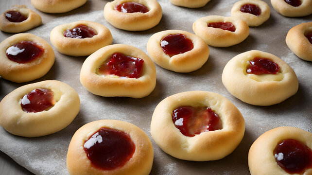 Czech kolache with raspberry is a traditional pastry featuring a soft, sweet dough filled with tangy raspberry, perfect for breakfast, dessert, or a delightful snack.