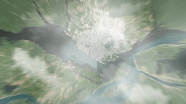 Earth zoom from space on Manaus - Amazonas - Brazil. And zoom out through clouds and atmosphere into space. Satellite view v