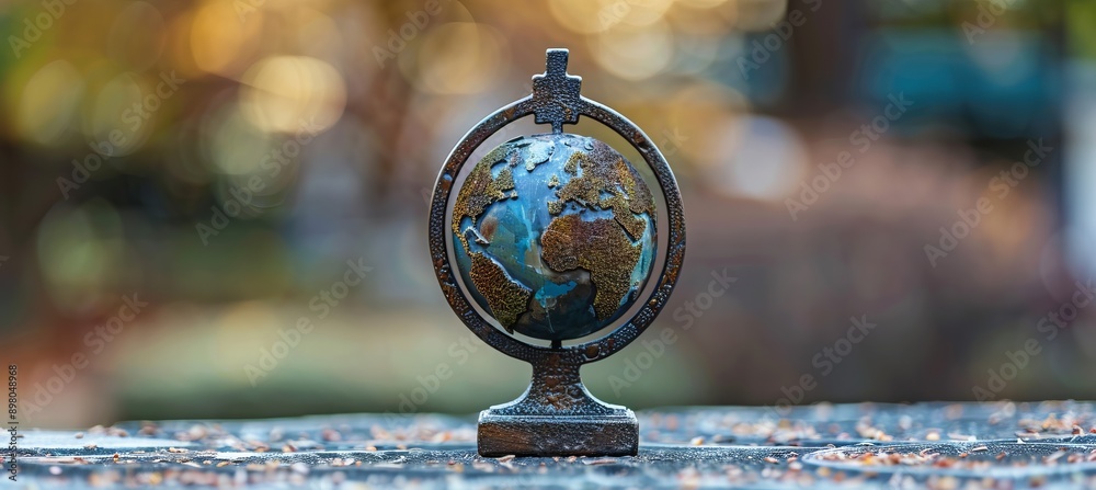 Aufkleber Old planet earth globe. Generative AI technology.	
