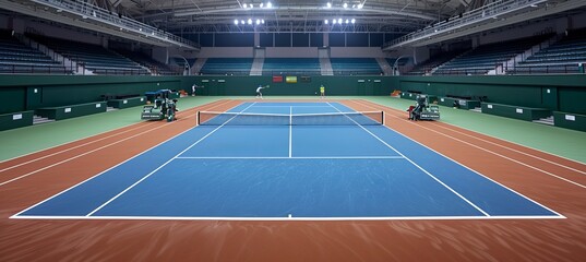 Tennis course stadium with hard surface. Sport game championship. Generative AI technology.