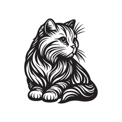 Cat Line Art Silhouette Design Vector