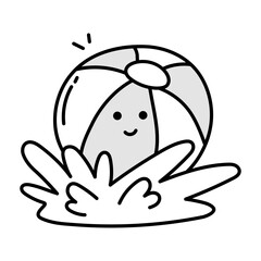 Pool ball in water, doodle style icon 

