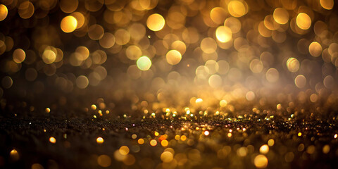 Abstract golden bokeh lights blur for festive holiday design