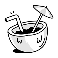 A hand drawn icon of coconut water 

