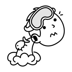 A hand drawn icon of swimmer ear 

