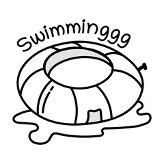 A hand drawn icon of swimming tube with typography 

