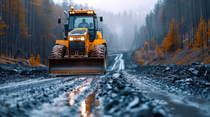 Machinery working on a new road construction.