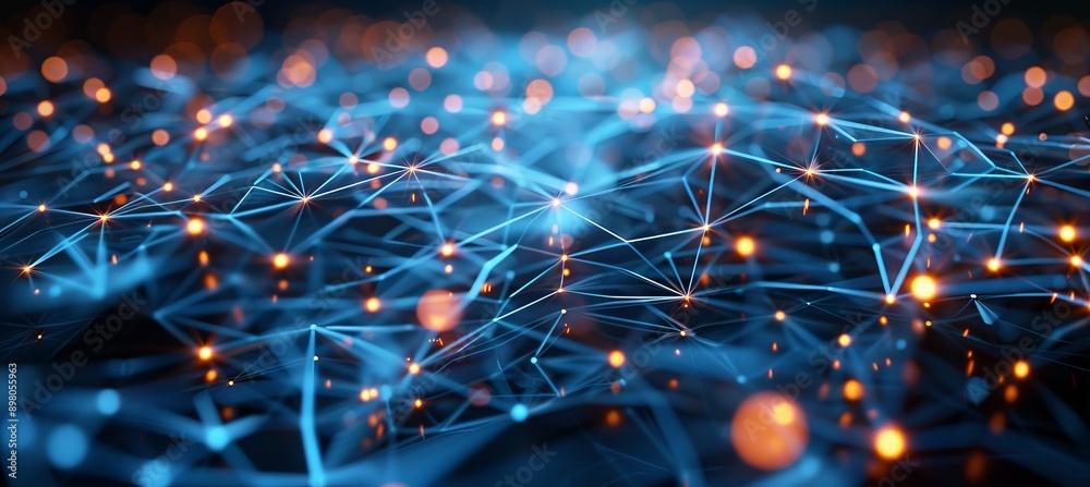 Aufkleber Abstract digital network polygonal plexus background. Global data server internet connection. Generative AI technology.	
