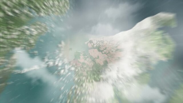 Earth zoom from space on Sao Luis - Maranhao - Brazil. And zoom out through clouds and atmosphere into space. Satellite view