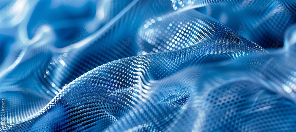Aufkleber Wavy tech fabric texture background. Generative AI technology.