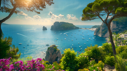 Capri Island on a beautiful summer day in Italy