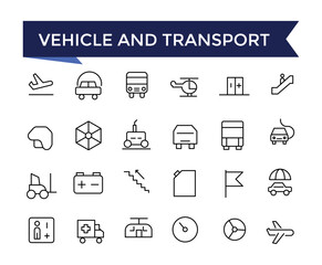 Vehicle And Transport Line Icons set with editable stroke collection for web and ui. Line icons pack. Vector illustration.