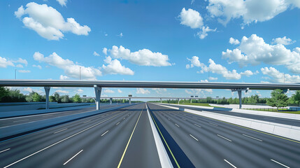 Fototapeta premium Suburban highway and viaduct in the city. 3d rendering. 