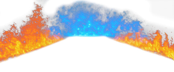 Obraz premium Blaze of orange and blue flames creating a vibrant contrast, fire, heat, light, isolate on transparent background, cutout, png