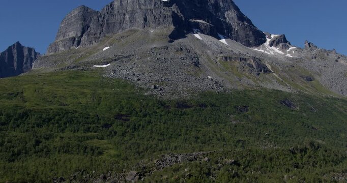 Summer in Norway. Beautiful valley Innerdalen, lake Innerdalsvatna and mountain Innerdalst&aring;rnet.