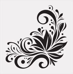 floral Art silhouette vector on a white background
