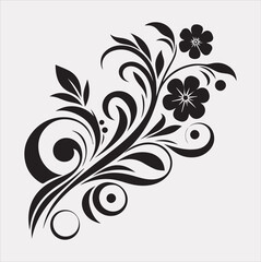 floral Art silhouette vector on a white background