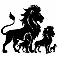 lion vector with family 