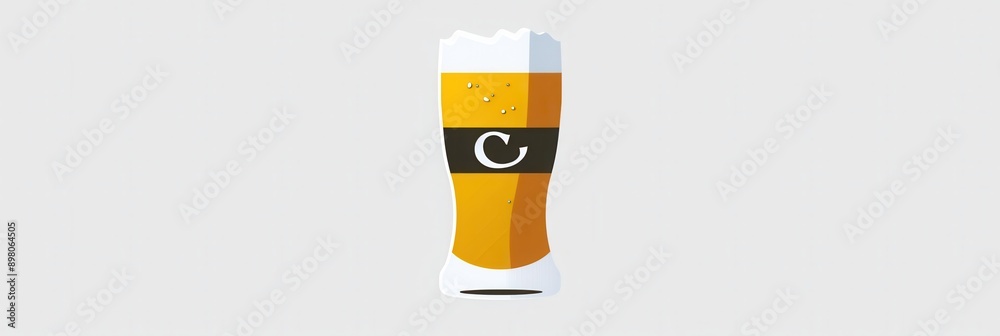 Poster a simple logo featuring a glass of beer with a letter c in a black band around the middle. generativ