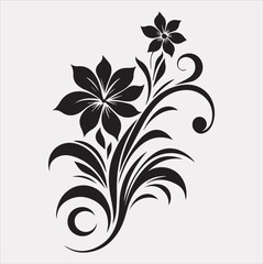 floral Art silhouette vector on a white background
