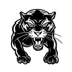 Black and White Panther Illustration Vector