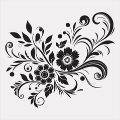 floral Art silhouette vector on a white background