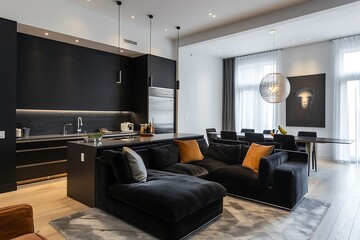 modern living room with fireplace