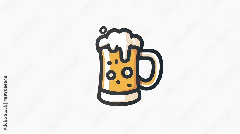 Poster a simple, cartoon-style logo of a beer mug filled with beer and topped with foam. generative ai