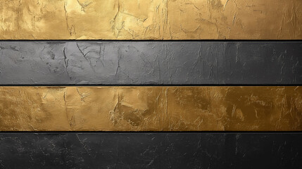 Horizontal stripes in gold and black with a textured, metallic finish, creating a bold and luxurious pattern reminiscent of modern art and design.