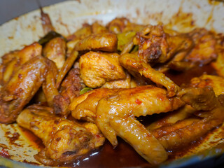 Chicken wings dish cooked with grilled chicken spices, homemade recipe