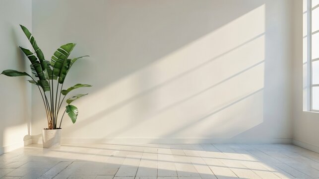 Empty Interior with Blank Wall. Minimalist Interior with copy-space.