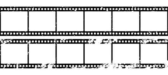 Grunge black film strip set isolated on white background vector illustration	