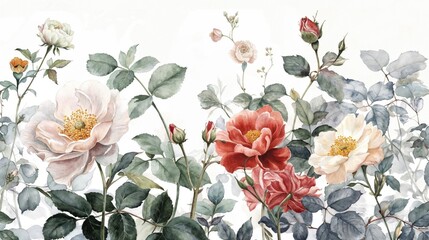 Floral Illustrations Isolated on a White Background. Romantic Wedding Invite Elements.