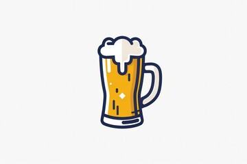 A simple cartoon beer logo with a glass of beer and foam. Generative AI